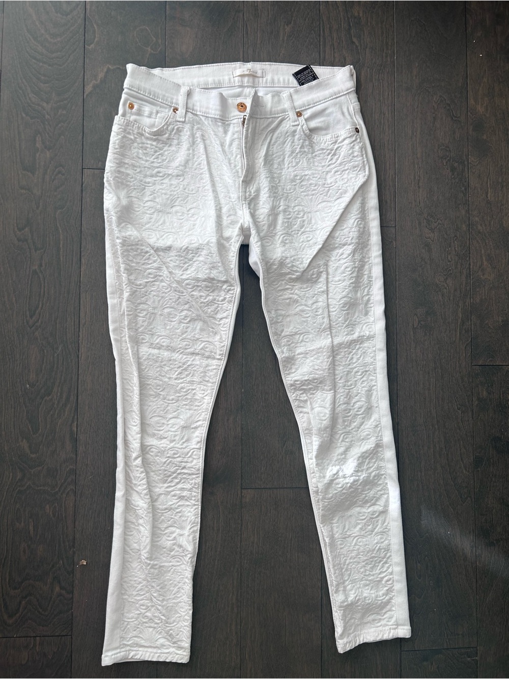 7 for all mankind White Embossed Skinny Jeans